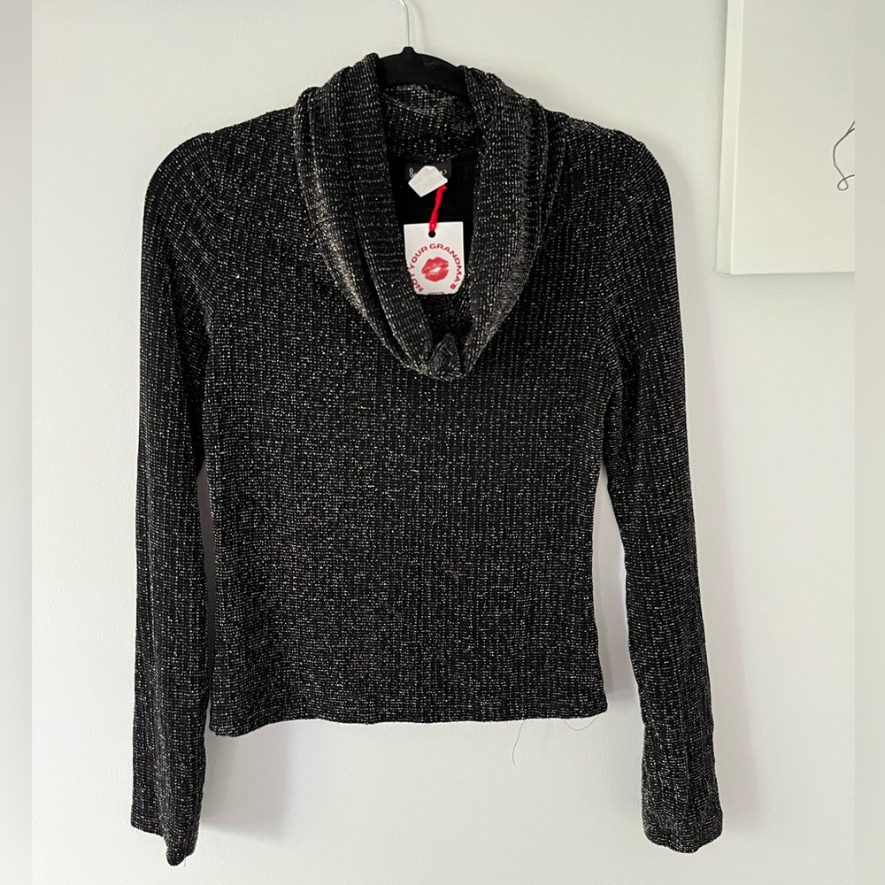 90’s inspired Black and Silver Long Sleeve Turtleneck
